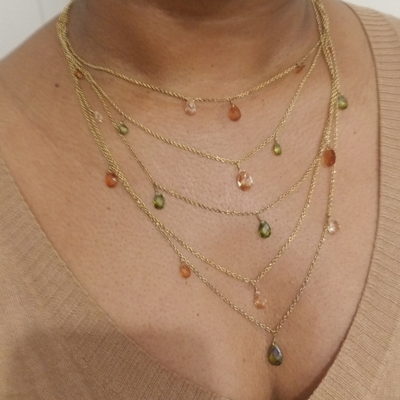 Jeweled chained layer statement necklace - Picture 1 of 8